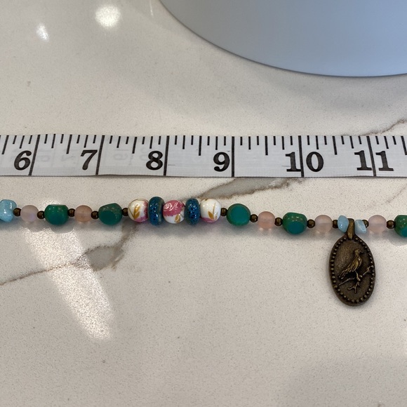 Bronze Bird-on-Branch Pendant -Handmade Beaded Necklace: Hematite, Jasper & more - Picture 13 of 17